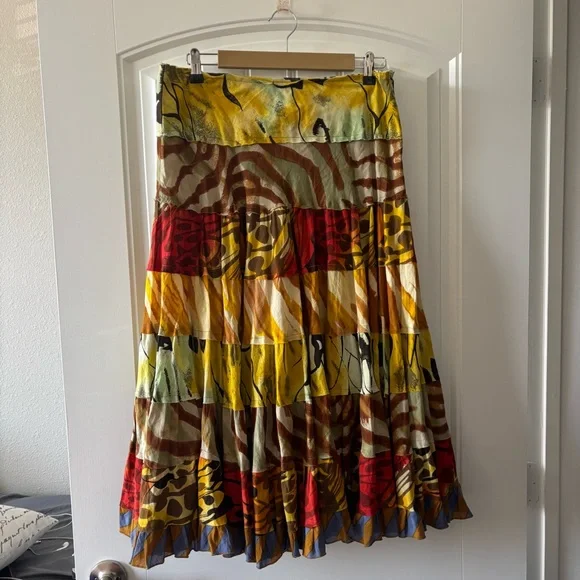 Alberto Malaki Boho Gypsy Western Midi Skirt 12 - Picture 2 of 3